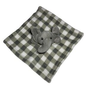 Lila & Jack Elephant Lovey Blanket Rattle 11" Plush Gray White Squares 2019